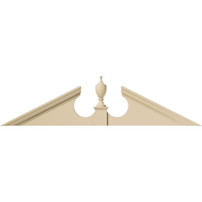 64"W x 16"H x 3"P (Pitch 6/12) Acorn Signature Urethane Pediment (Acorn Ships Unattached in Box), Primed Tan