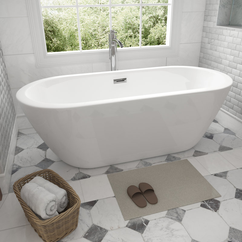 Soho 68'' x 30.5'' Soaking Acrylic Bathtub, Polished Chrome
