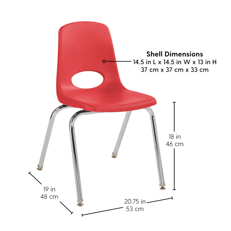 Chaise de classe empilable 18 po, Red