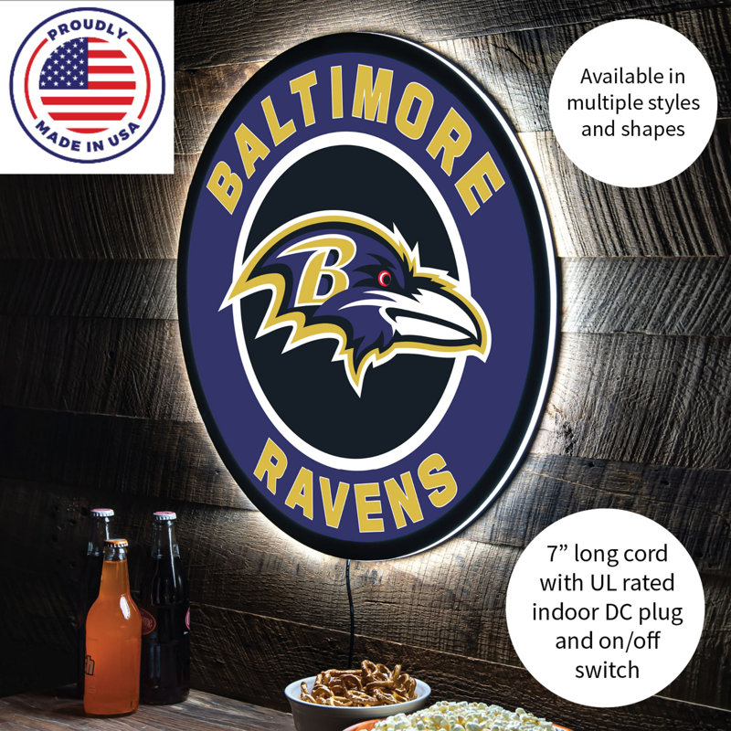 Plaque murale lumineuse NFL, Ravens de Baltimore