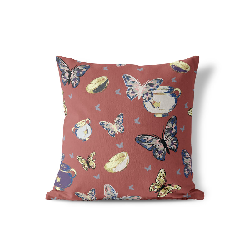 Housse de coussin intérieur / extérieur en polyester / mélange de polyester Butterfly Garden Bowl, 16 po x 16 po