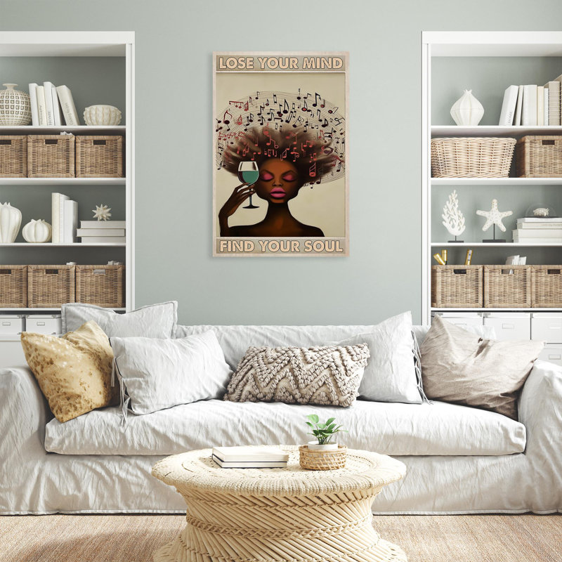 «Music Notes Lose Your Mind», reproduction d'art rectangulaire sur toile tendue 1 pièce, H 36 po x l 24 po x P 1,25 po