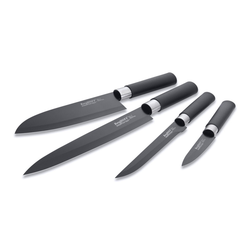 Essentials 4Pc Ceramic Coated Knife Set, Black