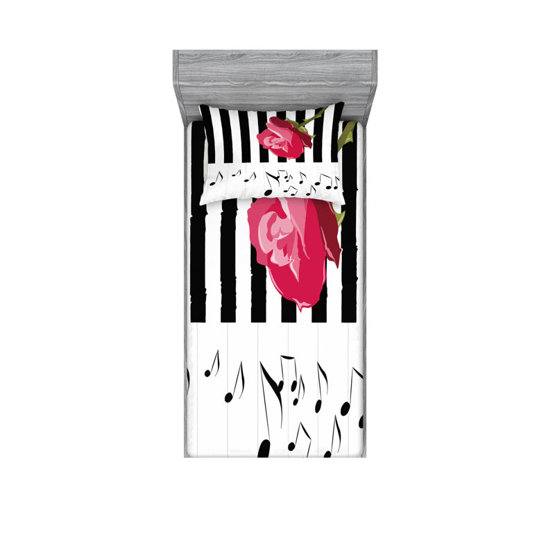 Microfiber Abstract Sheet Set, Twin Sheet Set with Fitted Sheet