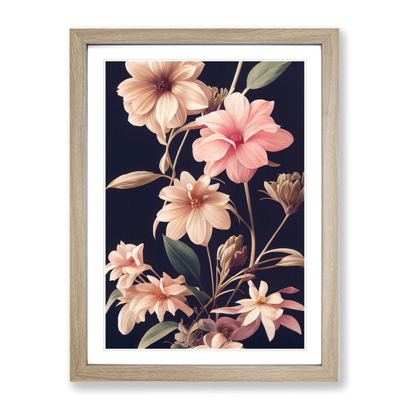 The Classic Flowers No.5 - Single Picture Frame Print, 64cm H x 46cm W x 2cm D, Oak Framed