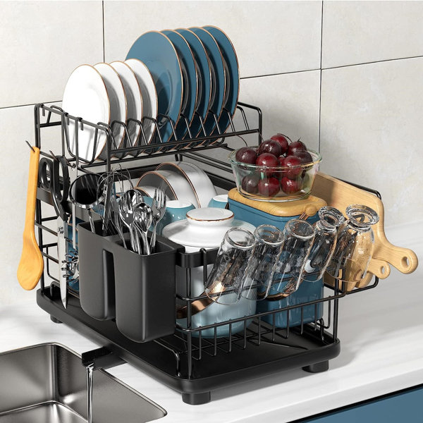 BOOSINY 2 Tier Dish Drying Rack,Stainless Steel Dish Drainer for Kitchen  Counter