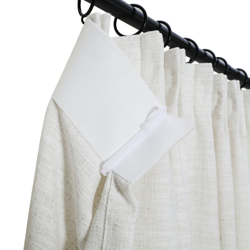 Eifa Linen Blend Room Darkening Curtain Single Panel, 56" W x 108" L, Beige/White