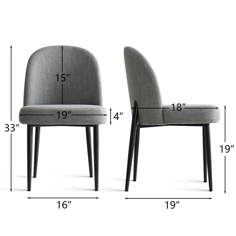  Linen Upholstered Parson Chair(Set of 4), Gray