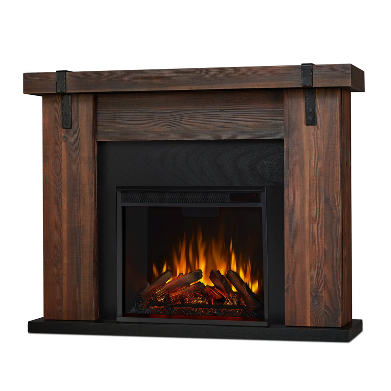Chestnut Barnwood Free-Standing Electric Fireplace with Mantel