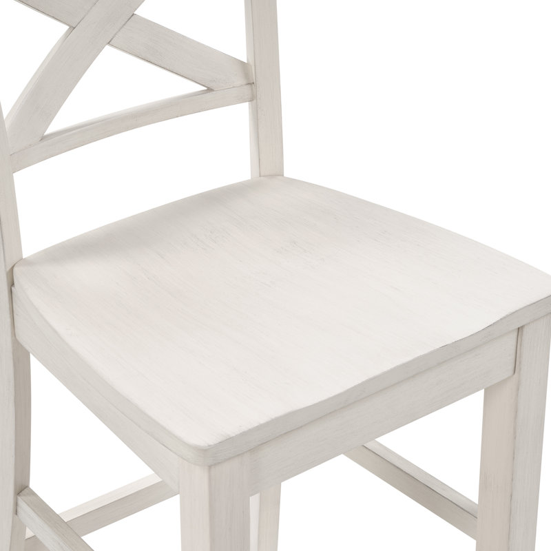 Solid Wood X-Back Counter Height Bar Stool, 6, White