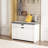 31.5" W Modern White Freestanding Shoe Cabinet with Hidden Compartment and Soft Linen Seat Cushion