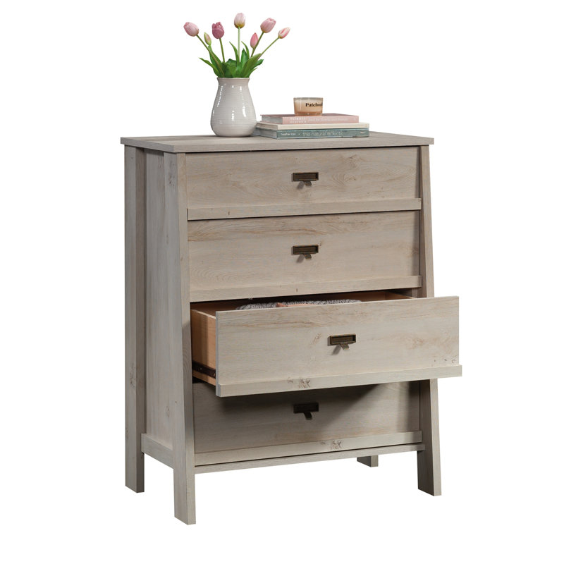 Commode 4 tiroirs en bois d'ingénierie, gris