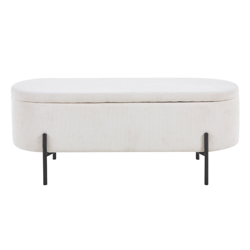 Alaida 110cm Wide Oval Solid Colour Ottoman with Storage, Beige