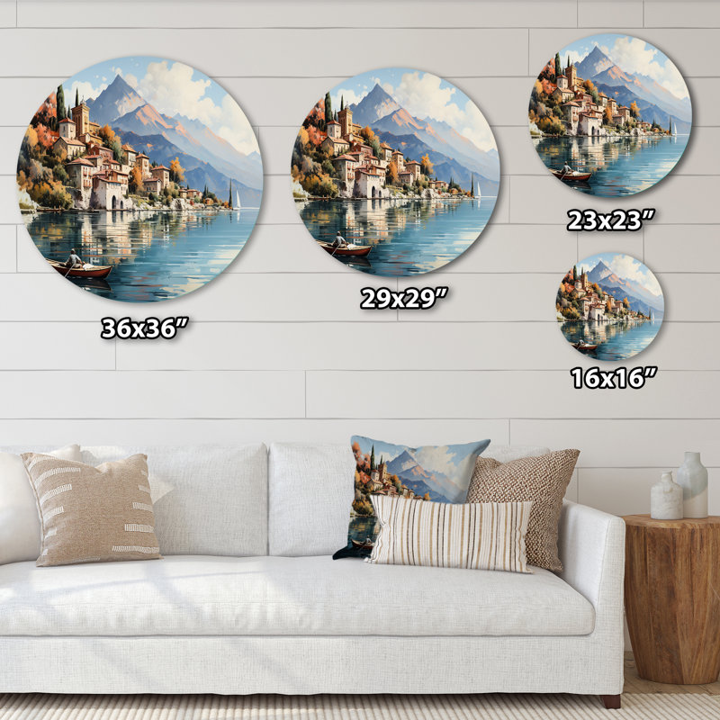 Nimmons - Paysages d'art rond en métal, H 16 po x l 16 po