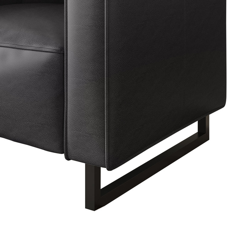 PU Leather Upholstered Loveseat, Black