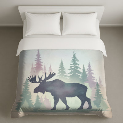 Moose In Forest Silhouette Duvet Covers