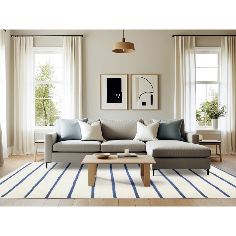 Striped Indoor Rug, Rectangle 6' x 9'
