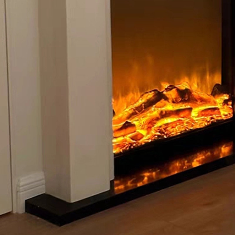 Cream white Solid Wood Freestanding Fireplace