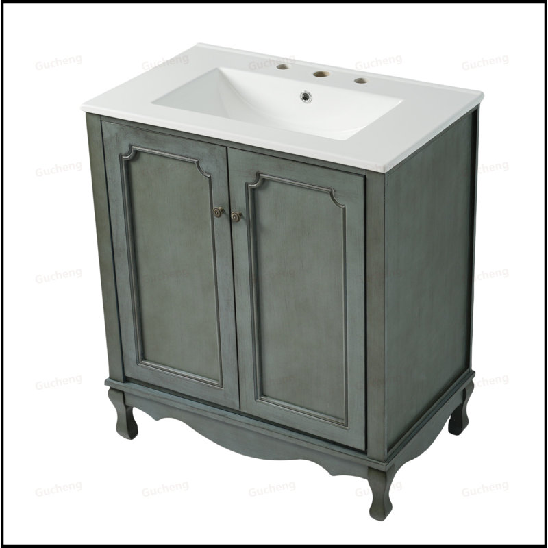 Ensemble de meuble-lavabo double 60 po, Bleu vert