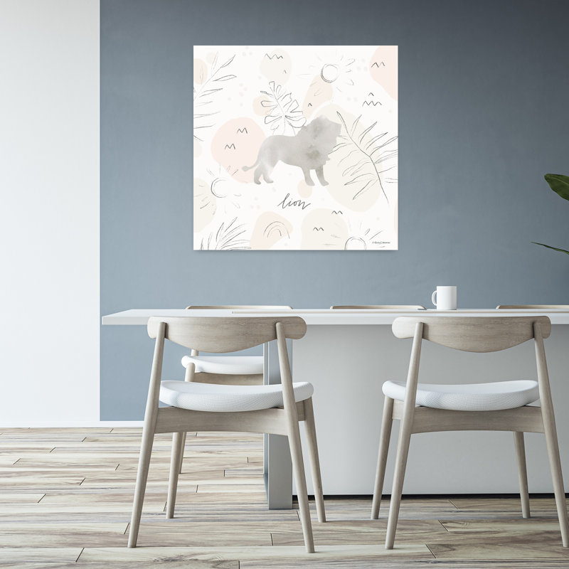 Art contemporain abstrait lion, 32" H x 32" W