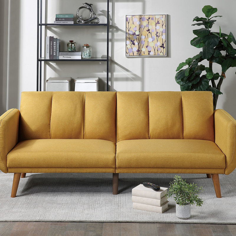 Canapé réglable Babrow, Mélange de polyester moutarde