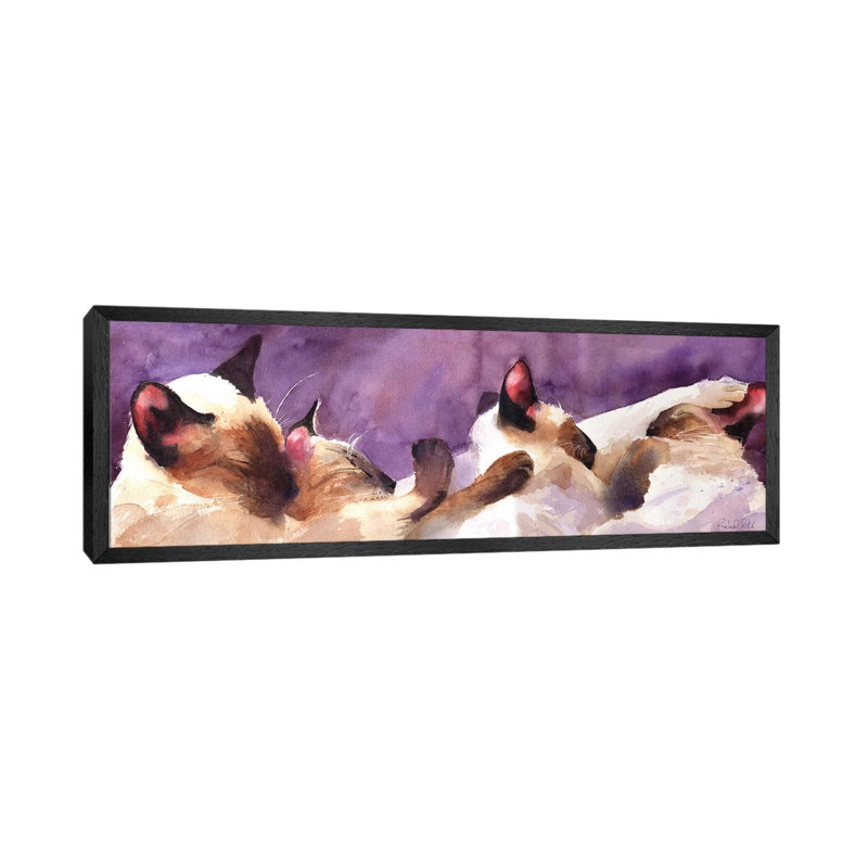 Siamese Strip by Rachel Parker - Panoramic Painting on Canvas, 30.48cm H x 91.44cm W x 3.81cm D, Black Framed
