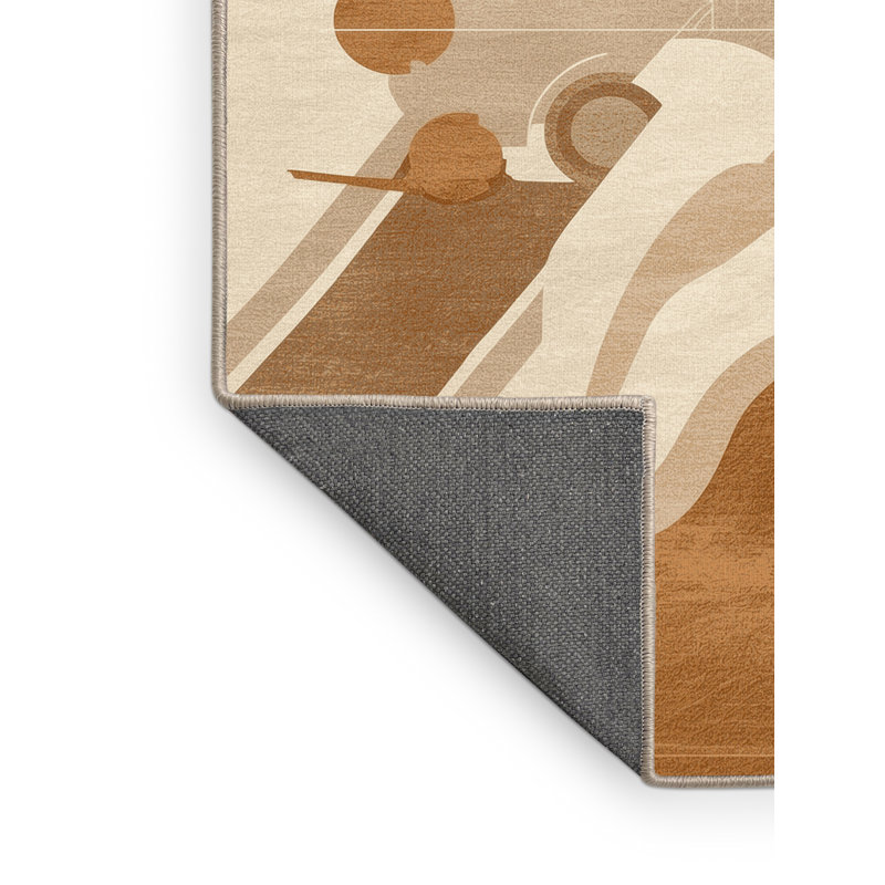 Soft Plush Eddy Ice Cream Truck Modern Abstract Area Rug in Beige – Beige Binding, 7x9