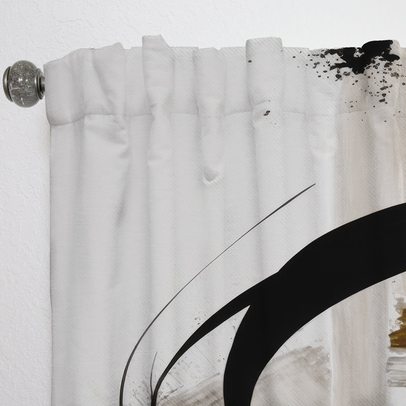 Noir, blanc et doré Expression I - Rideau moderne - Velours obscurcissant - 1 panneau, L 52 po x L 63 po
