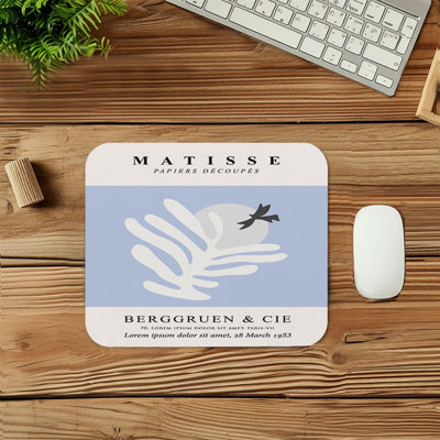 Abstract Henri Matisse Bird I Blue Shape Modern Gaming Cute Office Laptop Desk Pad Gift Mat Square Rectangle Non-Slip Mousepad
