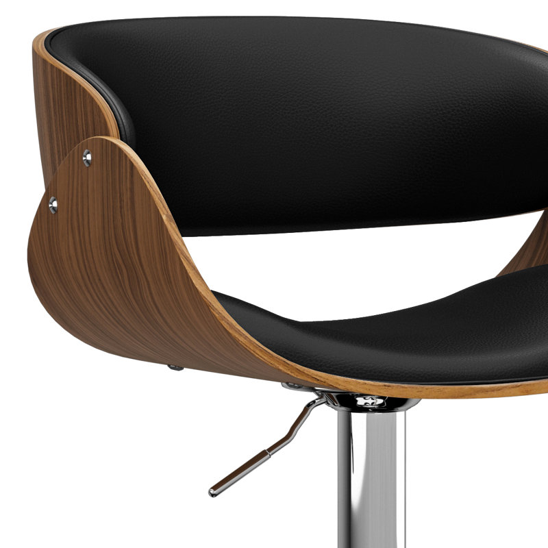 Amery Adjustable Swivel Black Wood and Metal Bar Stool