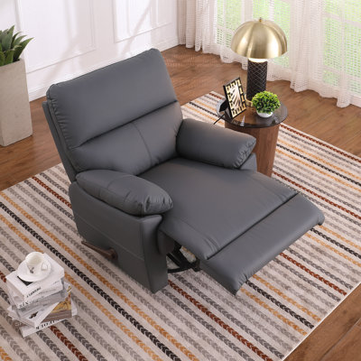 Fauteuil inclinable manuel berçant en similicuir avec repose-pieds escamotable et base pivotante à 360 degrés