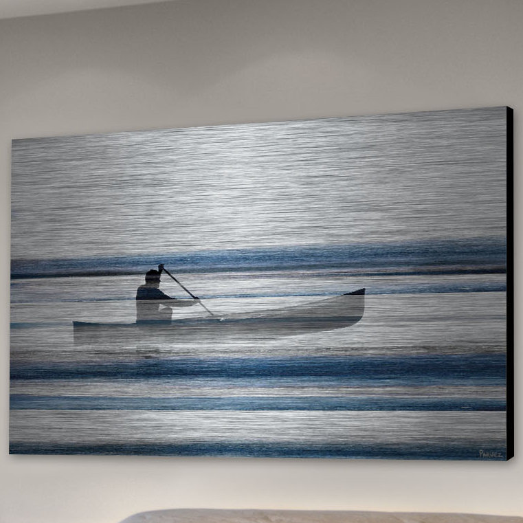 «Blue Lake Canoe» par Parvez Taj, reproduction sur métal, H 40 po x l 60 po x P 1,5 po