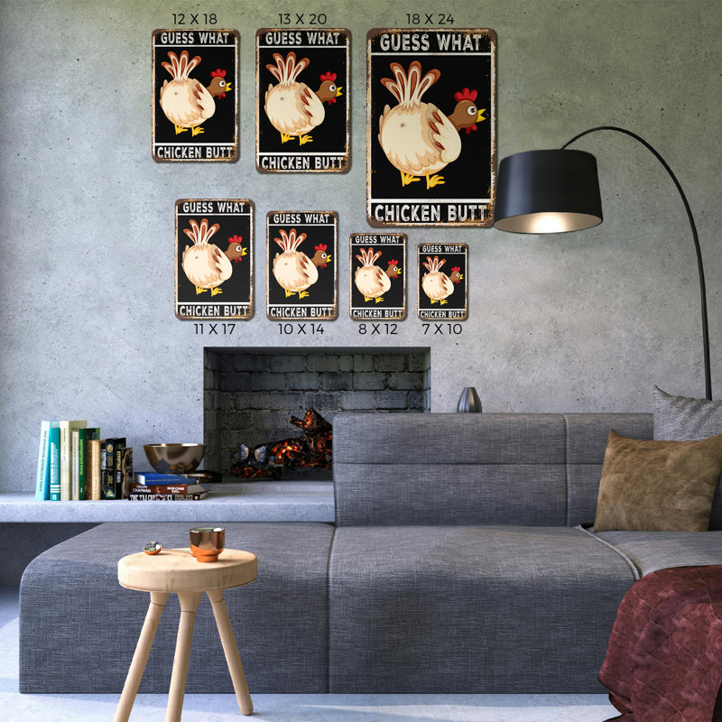 Enseigne de poulet Guess What (paquet de 2) 8 po x 12 po
