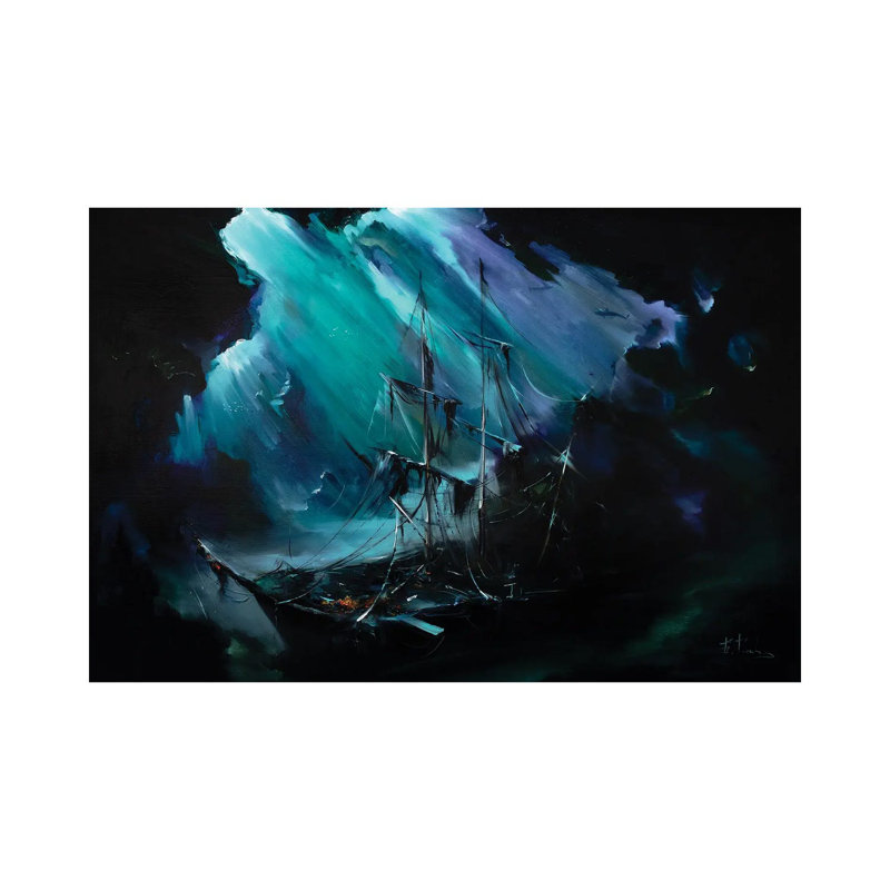 Perle noire - reproduction d'art murale - toile tendue, H 40 po x l 60 po