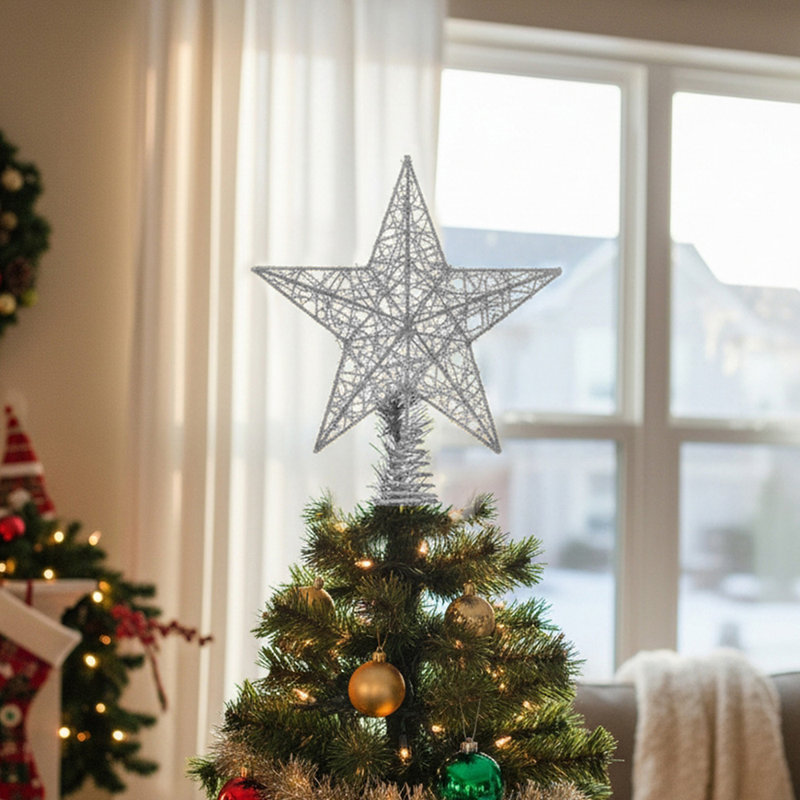 Star Tree Topper, 28cm H x 25cm W, Silver