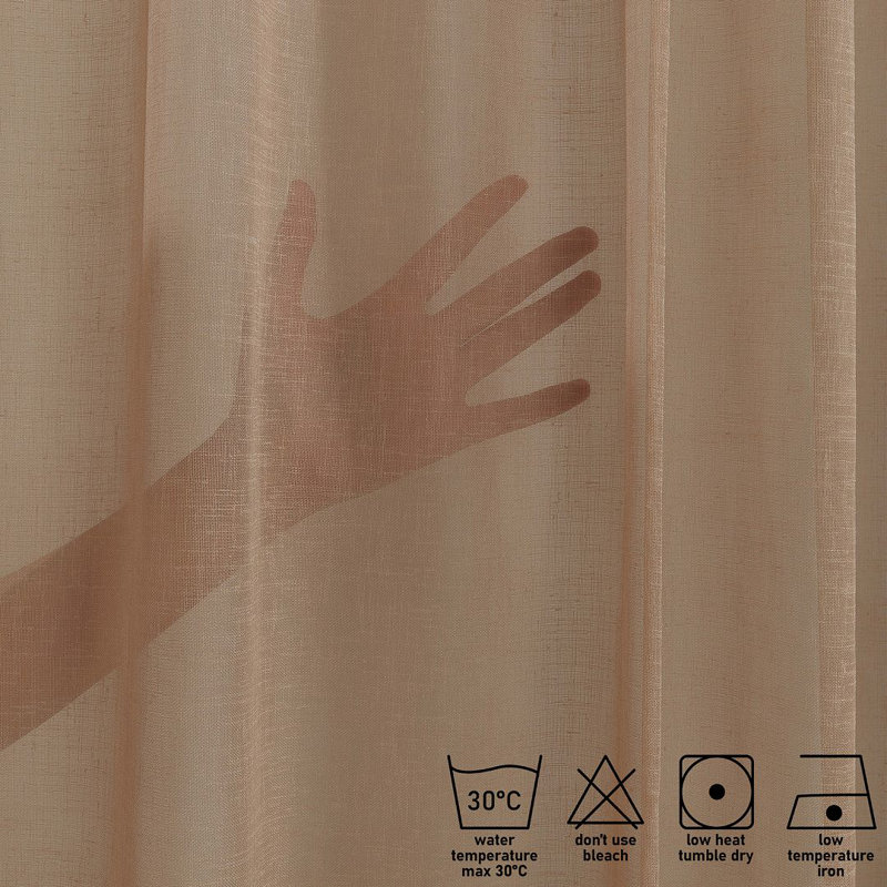 Solid Colour Kitchen Curtain, 45 W x 60 D cm, Light Brown