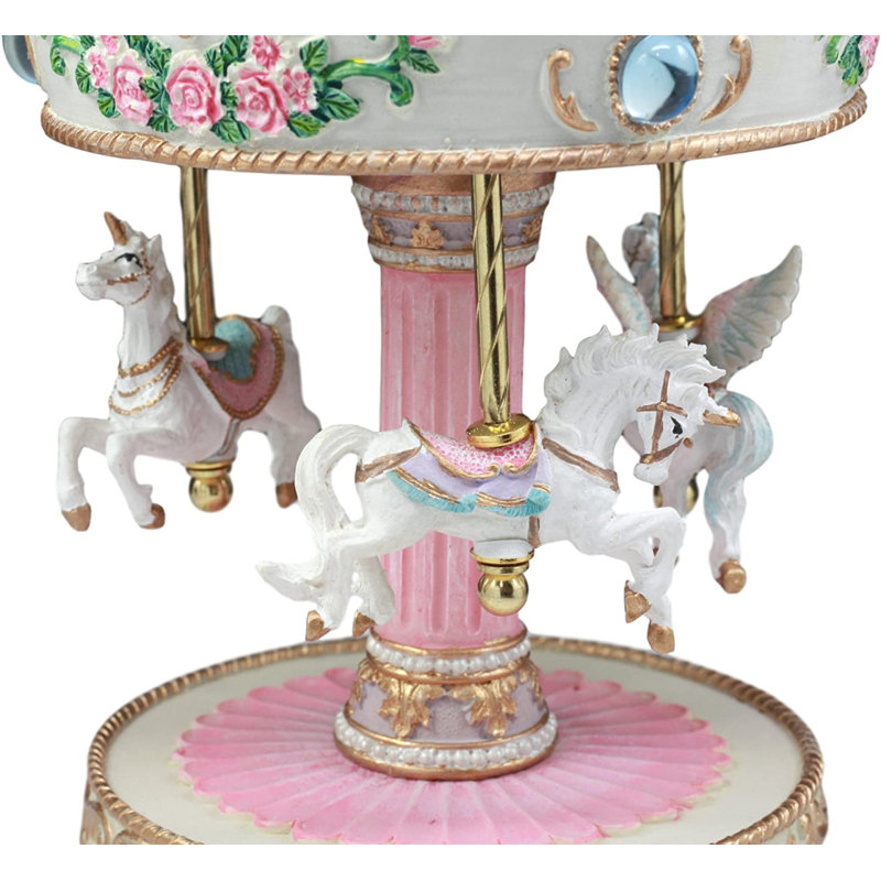 Carrousel Balser rose et blanc avec licornes et pégase