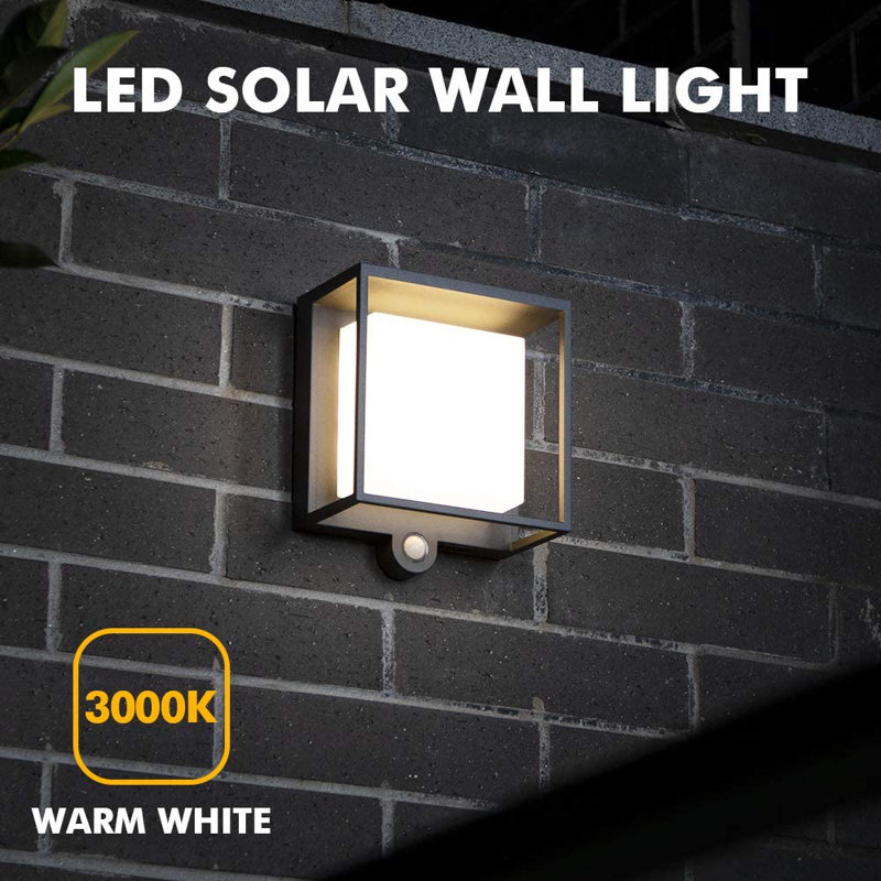 Modern Black Aluminum Solar LED Outdoor Wall Lantern