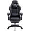Fauteuil de jeu ergonomique en polyuréthane uni noir avec repose-pieds rétractable