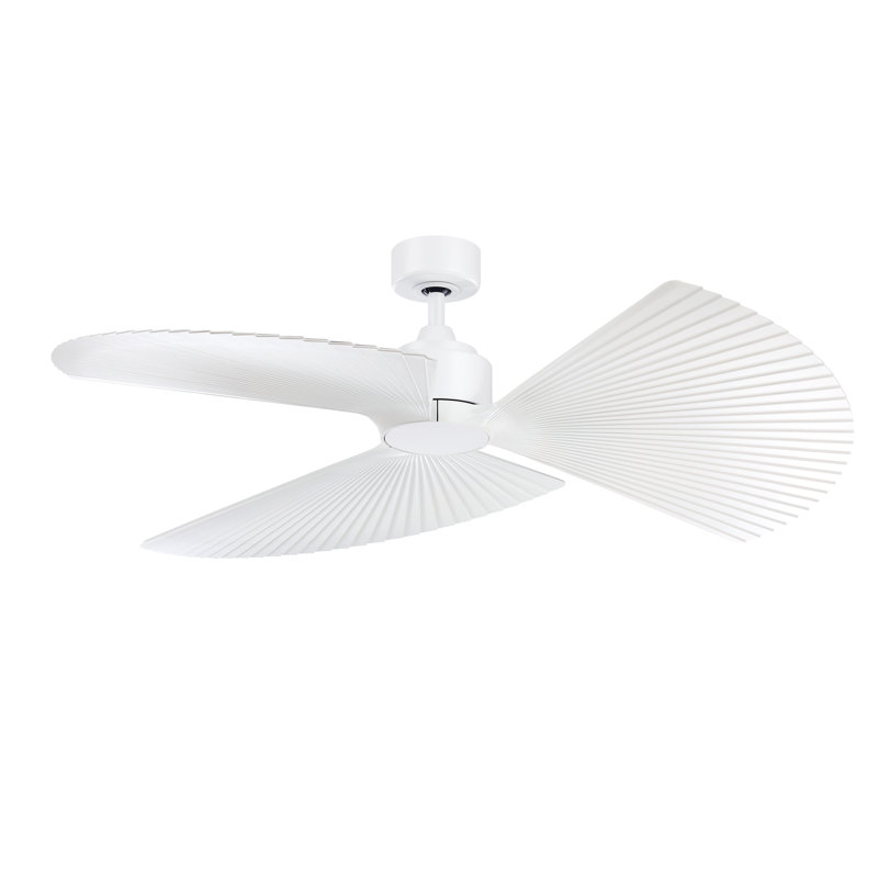 TriAire 52 inch Indoor/Outdoor Pleated Ceiling Fan Blade Set of 3 - Matte White, Matte White