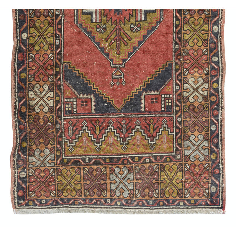 Joli tapis en laine de style oriental turc de style tribal Mid-Century fabriqué à la main