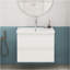 Ensemble de meuble-lavabo avec lavabo, armoire avec 2 grands tiroirs, système de fermeture en douceur, 2 grands tiroirs, conception sans poignée, assemblage facile, blanc brillant-1085490235