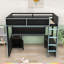 Lit mezzanine de luxe avec poste de travail, tablettes de rangement, bandes DEL et station de charge-195390655-195390641