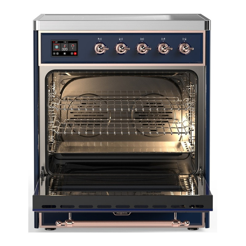 Cuisinière à induction 30 pouces avec 4 éléments à induction bleu nuit Majestic III Series (garniture cuivre), Bleu nuit