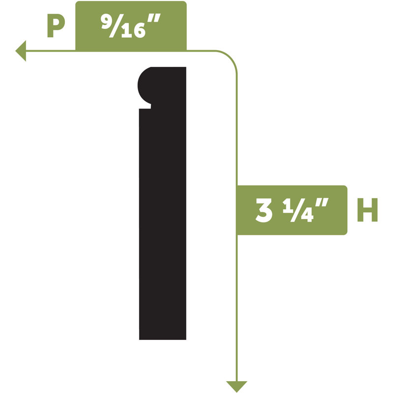 Moulure flexible pour plinthe H 3 1/4 po x P 9/16 po x L 144 po., H 3,25 po x l 144 po x P 0,5625 po