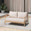 Canapé de patio en bois d'acacia avec coussin résistant à l'eau, teck et beige