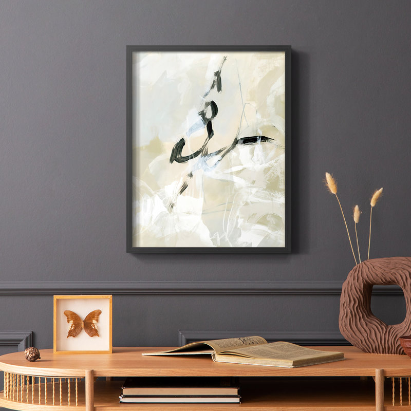 Scribble Veil I, reproduction encadrée - bois massif, Noir, H 28 po x l 22 po