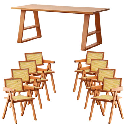 8 - Person Solid Wood Top Double Pedestal Dining Set