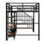 Lit mezzanine double en métal avec escalier et rangement pleine grandeur - noir - stable et fonctionnelle