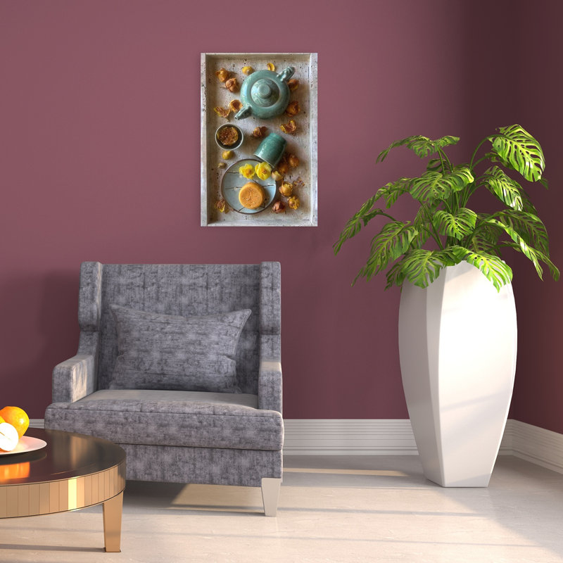 «Tranquil Asian Tea Cerémonie», reproduction d'art contemporain abstraite, H 24 po x l 16 po
